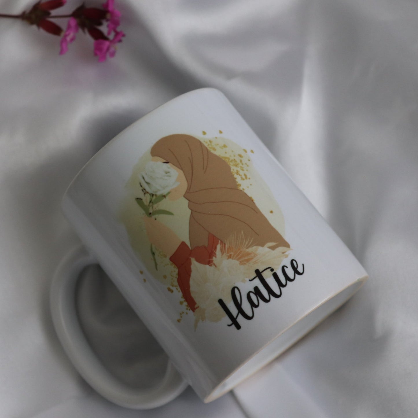 Personalisierte Tasse - Hijab White Rose