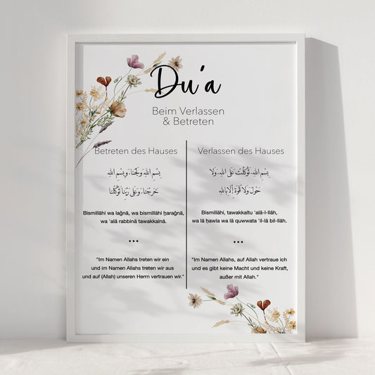 Du‘a beim betreten|verlassen des Hauses Floral WHITE Design- Download