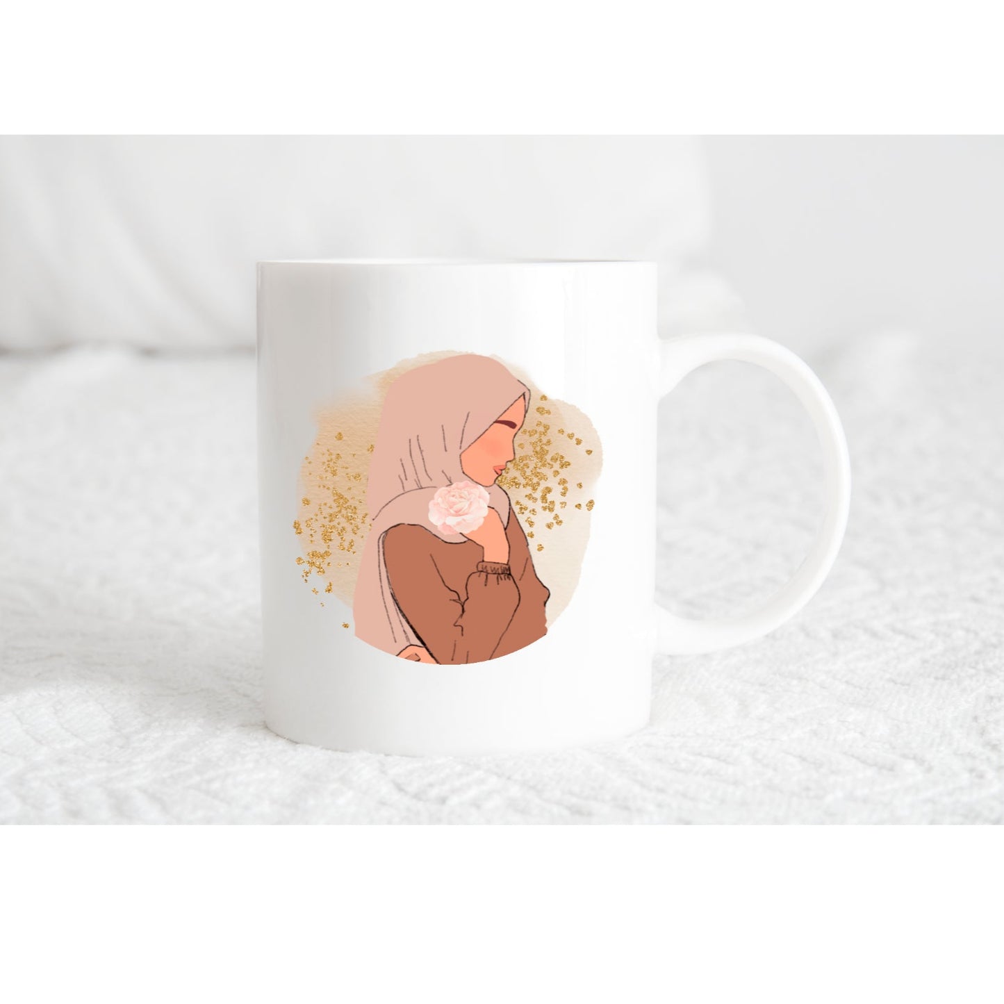 Hijabi Tasse mir Motiv Hijabi mit Blume in der Hand